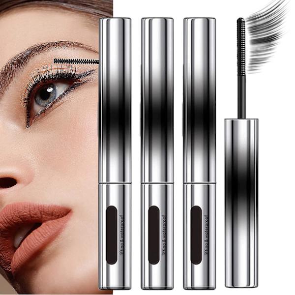 Børsteløs metal mascara, vandtæt metal mascara, 3d mascara fiber vipper sort slank ikke-udsmurt langvarig 3pcs