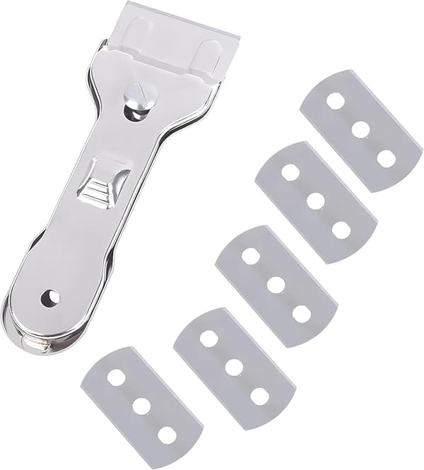 Scraper Compatible with Glass Ceramic Hobs 5 Replacement Blades Stainless Steel Scraper Compatible with Kitchen and Household Stove Window Oven Mirror