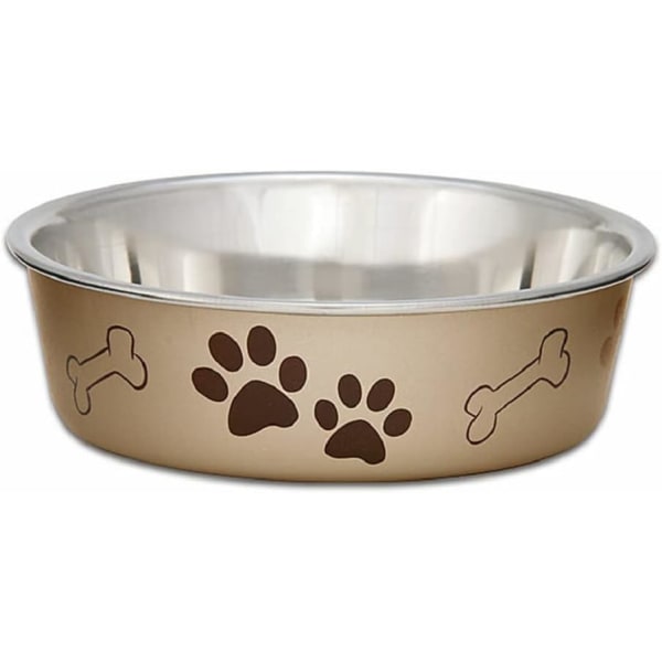 Bella Bowl - Hundvattenskål i rostfritt stål utan halksäker husdjursspets (Medium, Champagne)