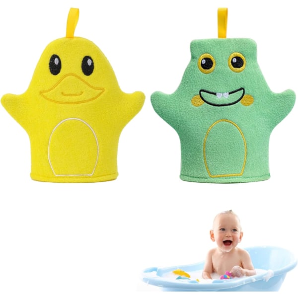Søde babybadevaskehandsker, babybadehandsker, 2 stykker vaskeklude Børnebrusehandske til bad og babybruser
