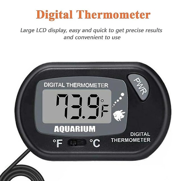 Akvarie Termometer, LCD Digital Elektronisk Termometer Med Sugkopp Vann Termograf