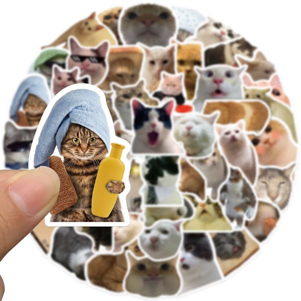 50 katte-emoji graffiti-klistermærker til at dekorere bagage, kuglepenne, guitar, notesbog, vandtætte klistermærker