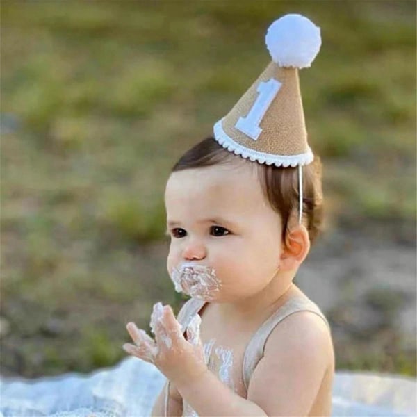 Hat Baby Birthday Party Hat 1st Years Kids Baby Shower Hat Birthday Headband Decoration B as shown