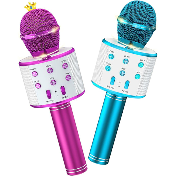 2-pakks trådløs Bluetooth-karaokemikrofon for barn, bærbar mikrofonhøyttalermaskin for sang
