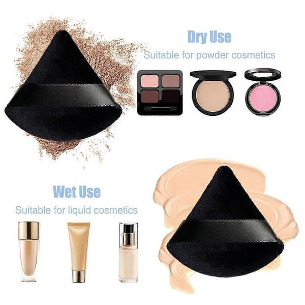 makeup puff, trekantet pudderkvast, løs pudderkvast