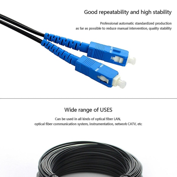 Fiberoptisk Sc Single Mode Simplex Utendørs Ftth Drop Patch-kabel (30m)