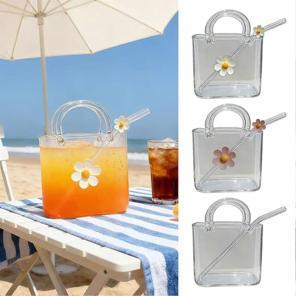 Handväska Glasmugg för Juice och Cocktail och Iced Coffee 2pcs C