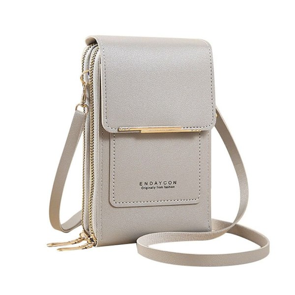 RFID Lærveske Berøringsskjerm Telefonveske Crossbody Dameveske Grey