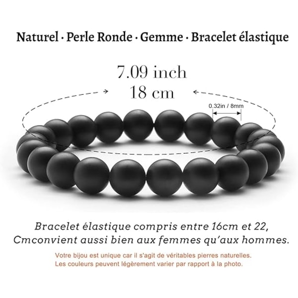 Perle armbånd, naturstein armbånd for kvinner svart armbånd svart matt onyx armbånd krystall armbånd