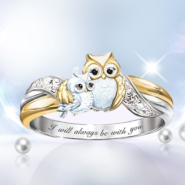 Ring inre bokstäver som antyder faux borr smycken presenter Animal Owl Ring för jul 6