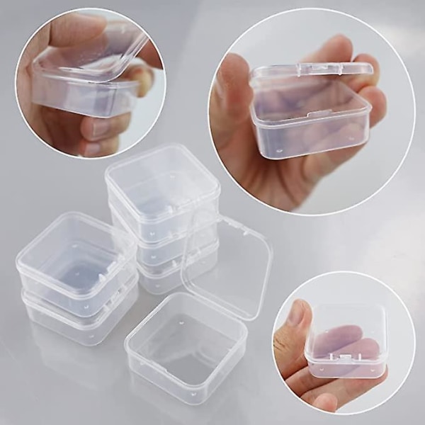 20 stk Mini Square Plastic Clear Perler Oppbevaringsbeholdere Boks med lokk