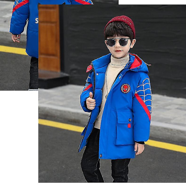 Spider-Man Hættejakke Børn Vinter Varmt Jakke Blue 110cm (3-4years)