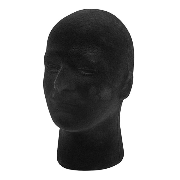 5x Mandlige Styrofoam Foam Mannequin Manikin Head Model Parykker Briller Kasket Display Stand Sort Black