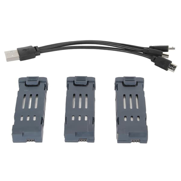 3 stk. 3,7V 600mAh UAV lithiumbatteri Højkapacitets quadcopter lithiumbatteri med ladekabel til E58 E68 JY109 998PRO