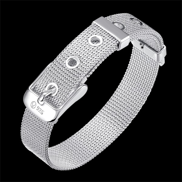 925 Sterlinghopea 10MM Mesh-rannekoru Bangle Naisille Miehille Lahja Korut Grey XXL