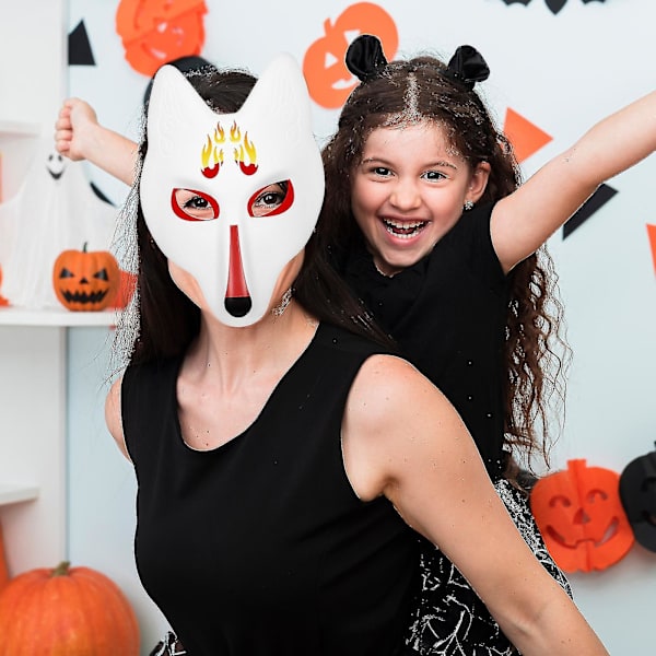 Valkoinen tyhjä naamio Kettu naamio Käsin maalattu Japanilaistyylinen Diy-askartelunaamio Halloween-naamiaisasuun Cosplay Better1