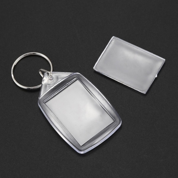 10x klar akryl plast blank nøkkelringer Sett inn passfoto nøkkelring nøkkelfob