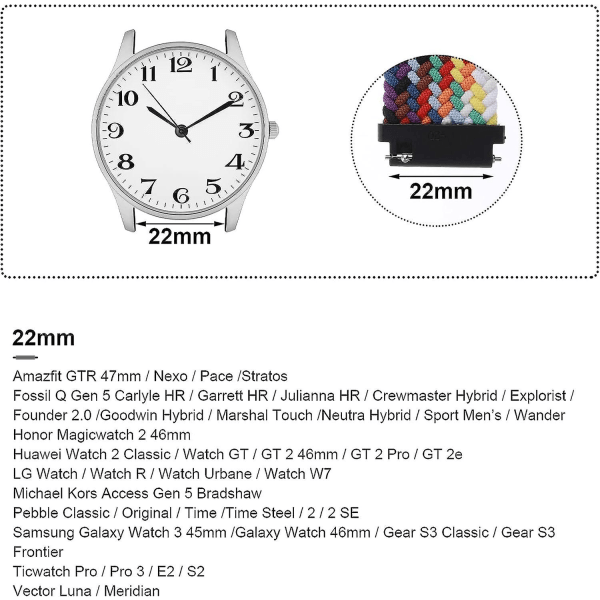 Punotut joustavat watch - Rainbow (22 mm) - universal pikakiinnityshihna