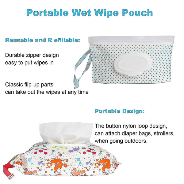 7-pack bärbar påfyllningsbar våtservettbehållare, återanvändbar bärbar våtservettpåse, våtservettbehållare för våtservetter, våtservetthållare för baby
