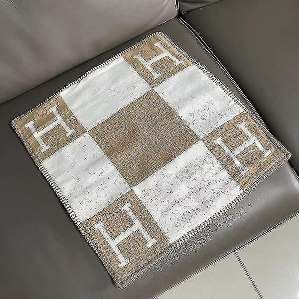 45x45cm H-bokstav Ullkashmir Kuddfodral Koja Säng Soffa Flygplan Khaki
