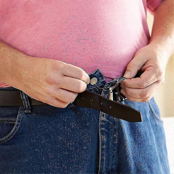 Elastisk Knapp Midjeforlenger Bukser Jeans Utvider Linning Knapp Black 1PC
