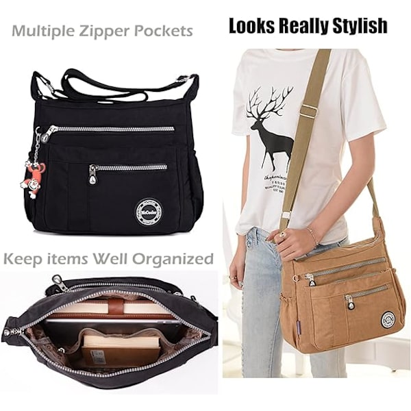 Vattentät axelväska, casual messenger bag, damväskor, lätt axelväska, sportväska, skolväska, handväska för skola, resor