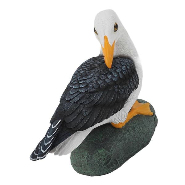 Måke-statue i harpiks, middelhavsstil, hukende