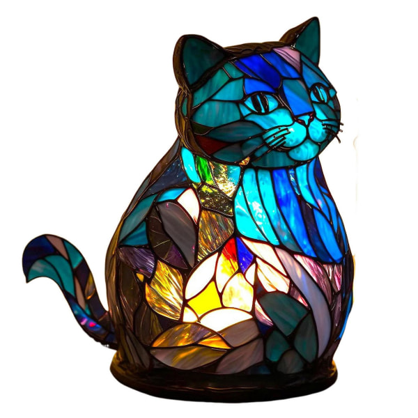 Malt harpiks dyr bordlampe vill dyr skulptur farget harpiks lampe Fargerik nattlys dekorasjon til soverom Stue Julegaver til G Cat