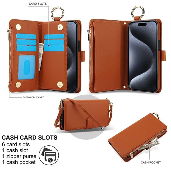 Crossbody Plånbok Läderfodral För iPhone 11 Pro Max / 11 Pro / iPhone 11 Brown For iPhone 11 Pro Max