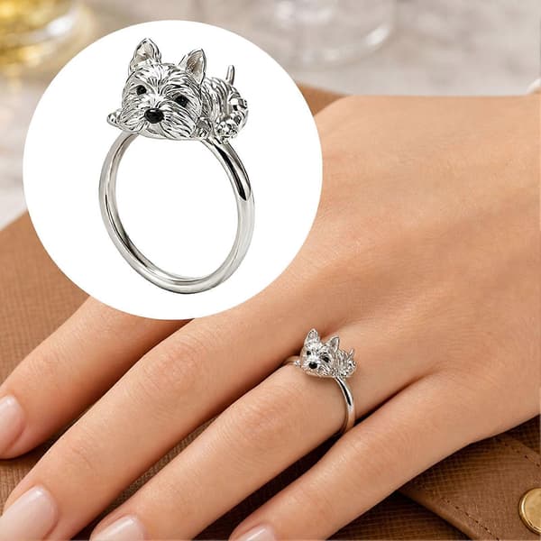 Valp Rhinestone Ring – Håndgravert Legering – for Hundelskere Smykkegave 1pc