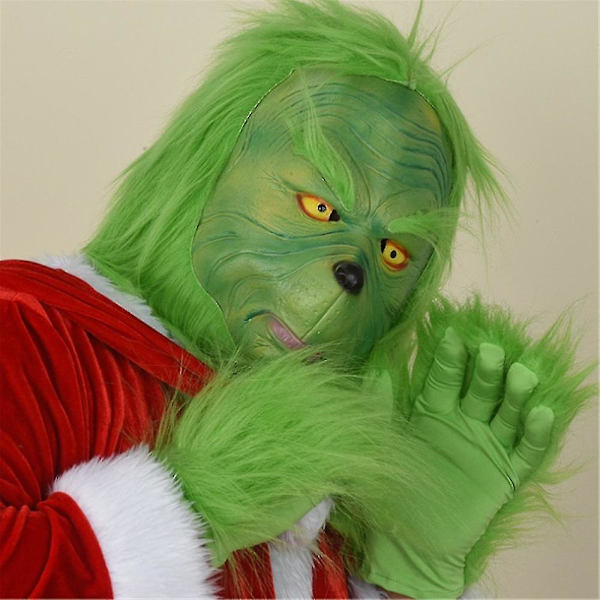 Joulu vihreä hirviö plyysi hanskat aikuiset lapset joulujuhlat Grinch Cosplay puku prop Kid