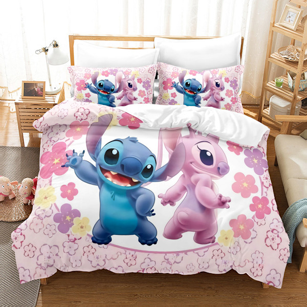 3D digitaltryck tredelad uppsättning söt tecknad Stitch Star och Baby täckeöverdrag 135*200 örngott 50*75*1