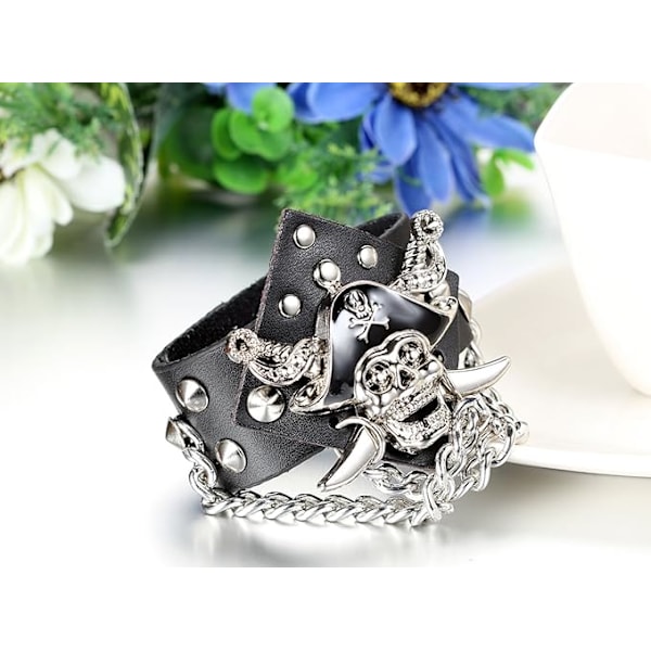 Armband Män Kvinnor Dödskalle Armband Punk Rock Läder Strumpeband Svart, Originella Födelsedagspresenter, Originella Födelsedagspresenter, Presenter till Jul