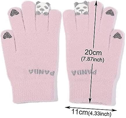 Søde Panda Touchscreen Handsker Vintervarme Handsker Telefon Vanter Damer (4 stk, lyserød)