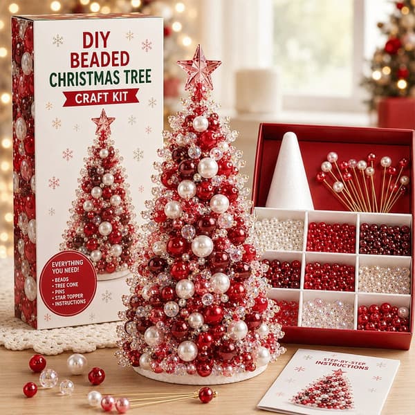 Populært DIY-krea-sæt med perlemotiver til juletræet DIY-pärlkit Julgransdesign A - Regnbåge