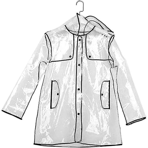 Gennemsigtig regnfrakke med kort hætte til kvinder, genanvendelig