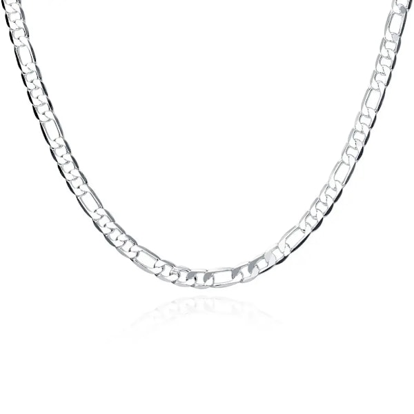 925 Sterling Sølvfarvet Halskæde Ferrero Tre-kammer Sølvkæde Mænd Kvinder Mode Smykker 4MM Grey S