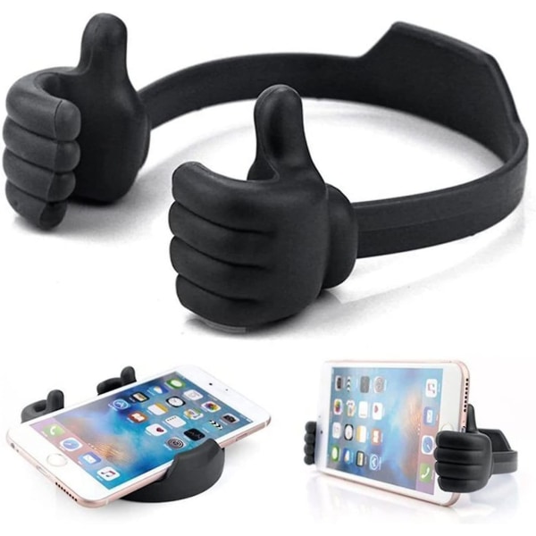 2pcs thumb up mobile phone holder for desktop, universal flexible mobile phone stand for tablet holder 2Pcs Black