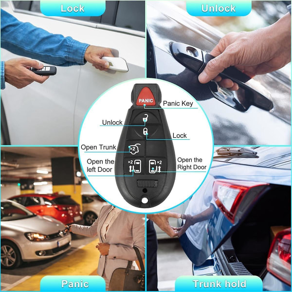 Keyless Entry Remote Car Key Fob M3N5WY783X for Grand Caravan for Town and Country, 6 Buttons Black