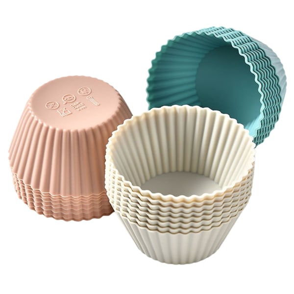 12/24 st/set Silikon Muffinform Rund Non-stick Livsmedelskvalitet BPA-fri Diskmaskin Säker Tårta Cupcake Bakform Kökstillbehör Tianyuhe 24PCS