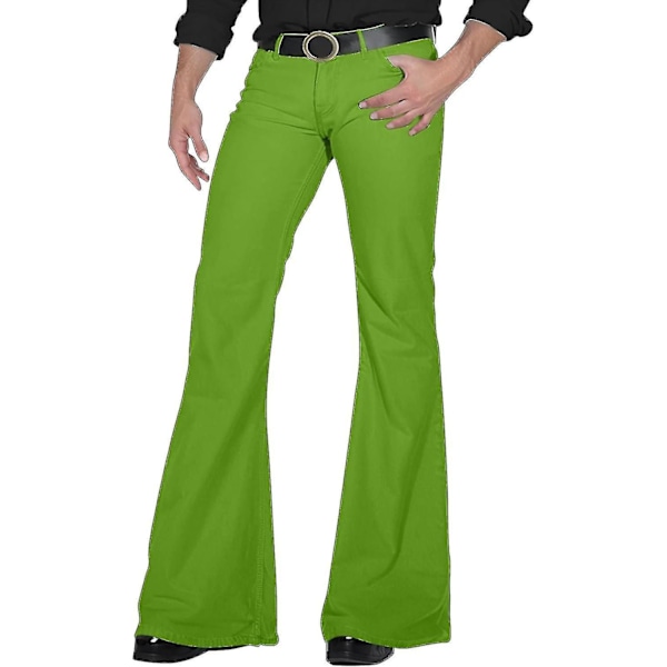 70'er Disco Bukser til Mænd Herre Bell Bottom Jeans Bukser 60'er 70'er Bell Bottoms Vintage Denim Bukser Jeans til Mænd A004-green XX-Large