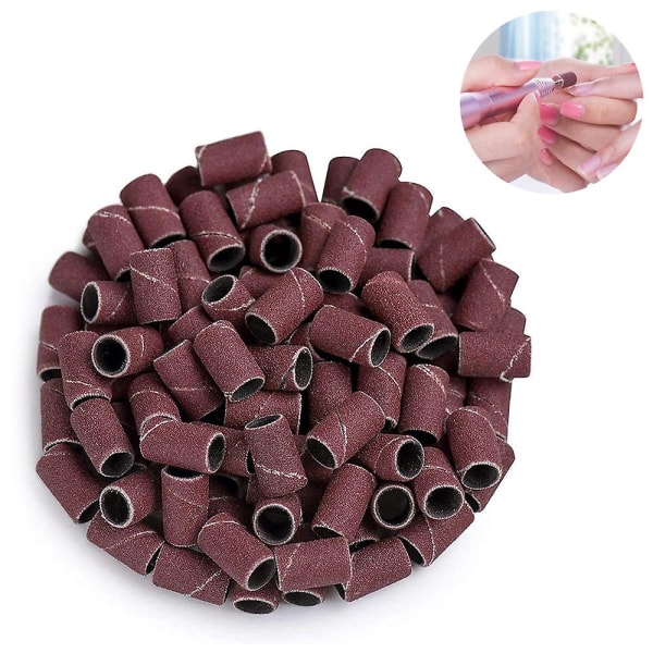 Professional Nail Drill Sanding Bands, 100 Pcs Nail Manicure Drill Bits Working on Natural Nails and Acrylic Nails, Size 80, ,180 120