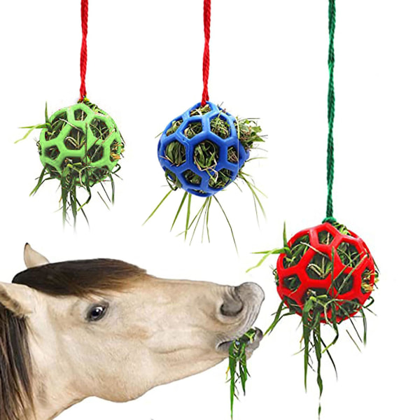 Horse Treat Ball Hay Feeder Leketøy Hengende Fôring Leke for Hestestall blue