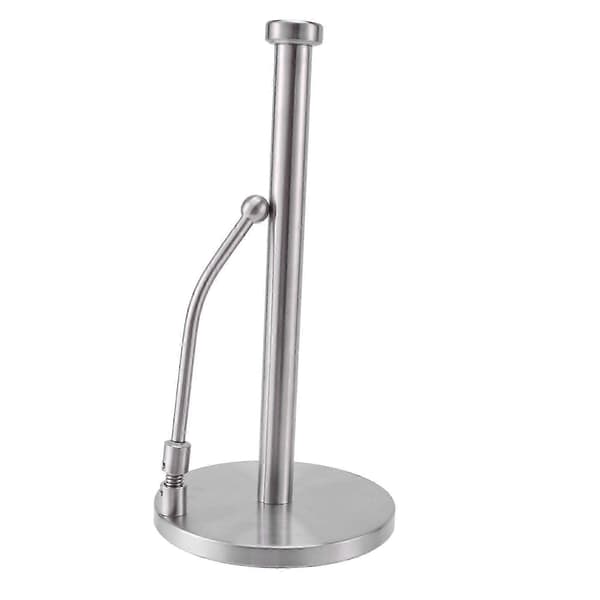 Stående tørkepapirholder i rustfritt stål med enhånds rivefunksjon, moderne design Silver