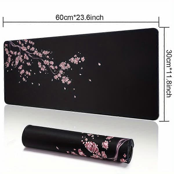 Stor musemåtte, Forlænget gaming musemåtte, Skrivebordsmusemåtte, Sakura musemåtte, Skridsikker gummibase Vaskbar musemåtte til arbejde, gaming og kontoret 23.6*11.8inch(60*30cm)