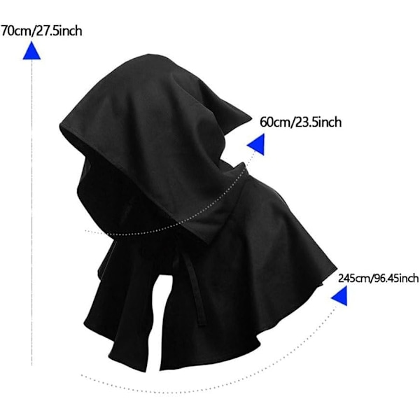Halloween Grim Reaper Hætte Kappe Middelalderlig Wicca Hedensk Hætte Hat Gotisk Kappe Cosplay Kostumer Heks Troldmand Vampyr Hætte Poncho til Mænd Kvinder