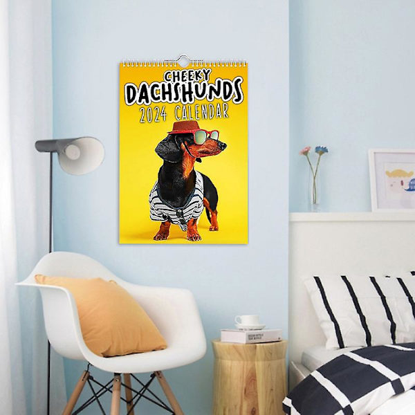 Paper 2024 Cheeky Dachshunds Kalenteri Uudenvuoden Lahjat Lahja Seinäkalenteri Seinä De