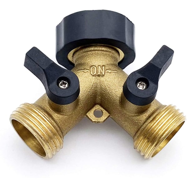 2-Way 3/4" Brass Y-Manifold, Manifold with Shut-Off Valves for Two Supply Hoses, Hose Cone. - Perfet