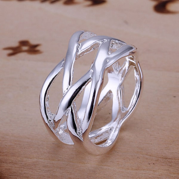 925 Sterling Hopea Punainen Punos Sormus Naisille Muoti Korut Korut Lahja 6-9 9#