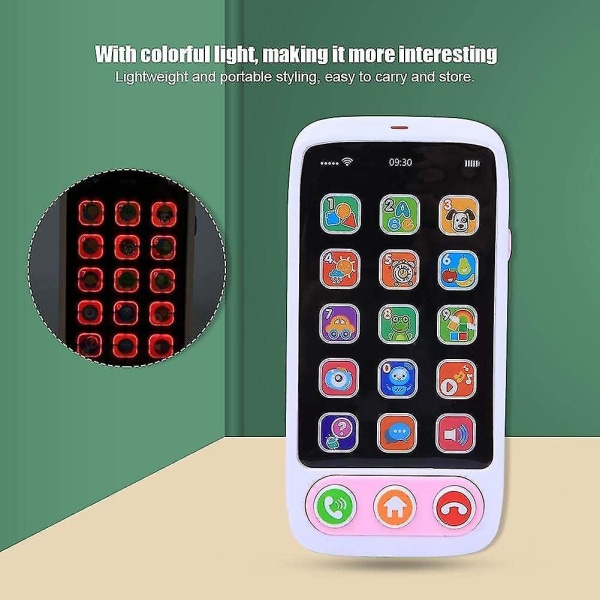 Elektronisk mobiltelefon for barn med musikk og lys fortellermaskin (rosa) blue